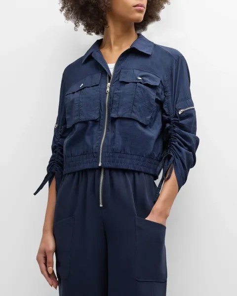 Укороченная нейлоновая куртка Genevieve на молнии спереди Cinq a Sept, цвет Navy