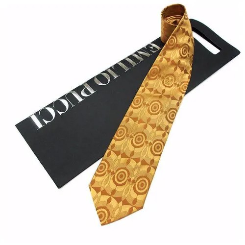 Красивый фактурный галстук с золотым оттенком Emilio Pucci 815370