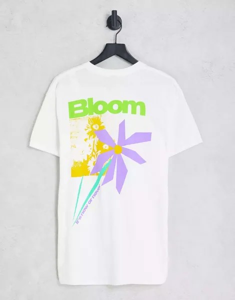 Белая футболка с цветочным принтом на спине New Look