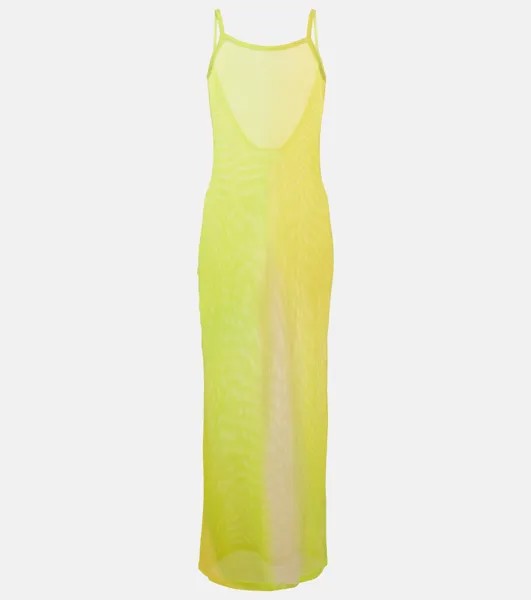 Платье макси Etika из хлопковой сетки Acne Studios, желтый