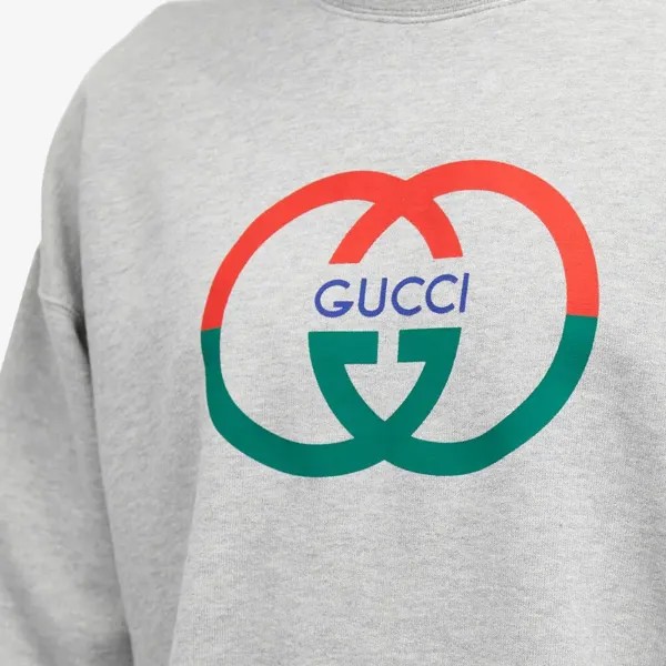 Gucci Свитшот с круглым вырезом и логотипом, серый