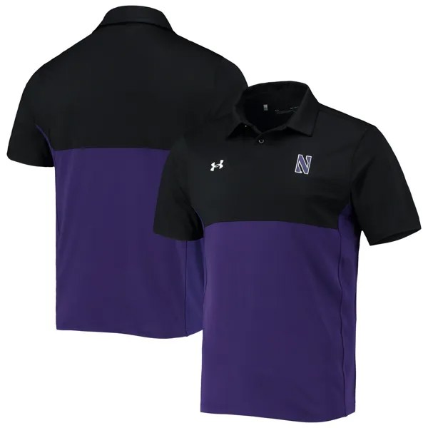 Мужская футболка-поло черного/фиолетового цвета Northwestern Wildcats 2022 Blocked Coaches Performance Under Armour