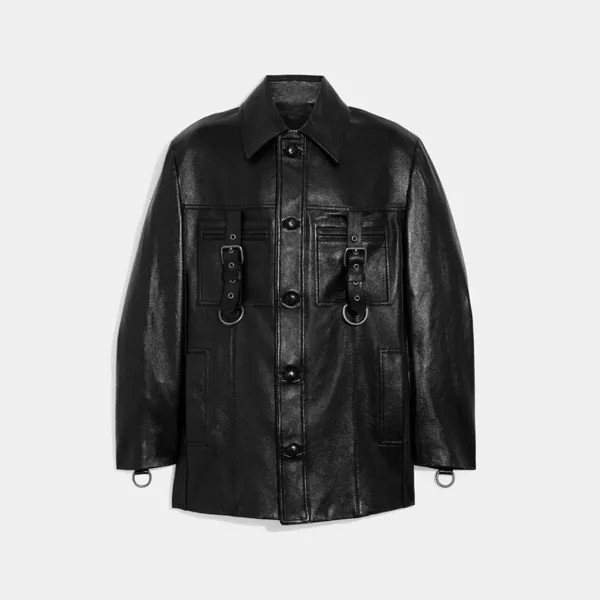 Куртка COACH Leather Buckle Shirt, черный