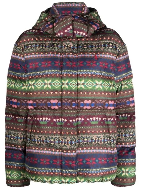Polo Ralph Lauren куртка с капюшоном и графичным принтом, зеленый