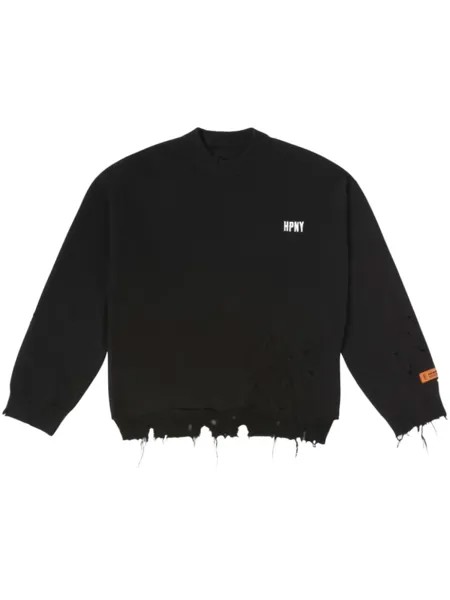 Heron Preston толстовка с кулиской и вышитым логотипом, черный