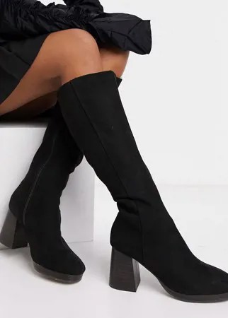 Черные сапоги на платформе и блочном каблуке ASOS DESIGN Clarity-Черный цвет