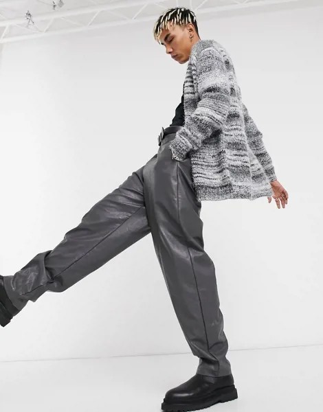Плотный вязаный кардиган из меланжевой пряжи ASOS DESIGN-Черный