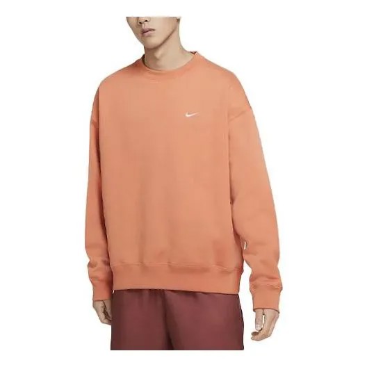 Толстовка Men's Nike Solid Color Sports Fleece Round Neck Pullover Soft Orange, оранжевый