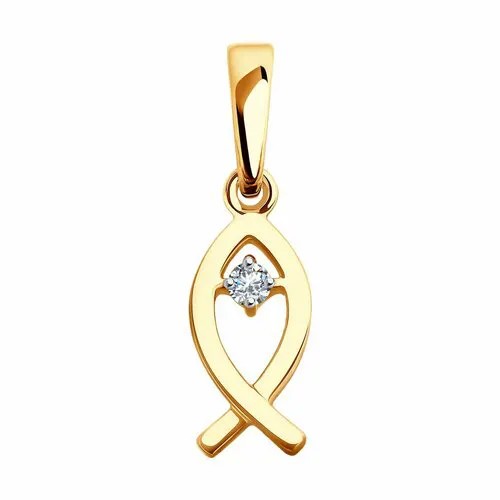 Подвеска GOLD CENTER, красное золото, 585 проба, фианит