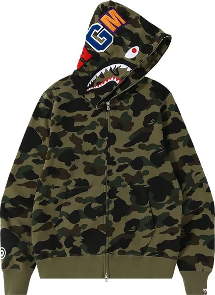 Худи BAPE 1st Camo Shark Full Zip Hoodie 'Green', зеленый