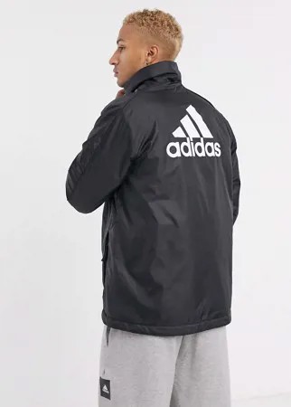Черная куртка на молнии adidas-Черный