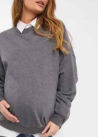 Свитшот-кокон в стиле oversized темно-серого меланжевого цвета ASOS DESIGN Maternity-Черный