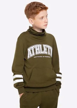 Хаки свитшот с надписью ATHLETIC для мальчика Gloria Jeans