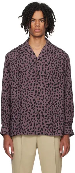 Фиолетовая рубашка с леопардовым принтом WACKO MARIA
