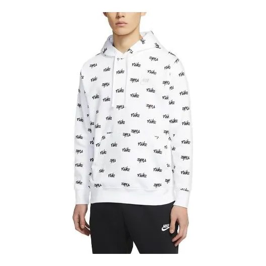 Толстовка Nike Sportswear Club Alphabet Logo Full Print hooded Long Sleeves White, белый