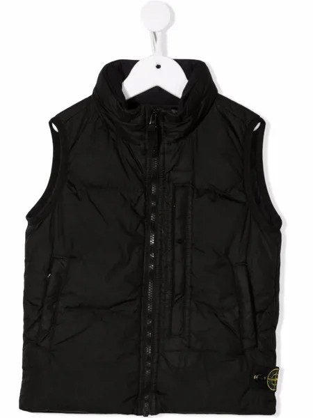 Stone Island Junior дутый жилет с нашивкой-логотипом