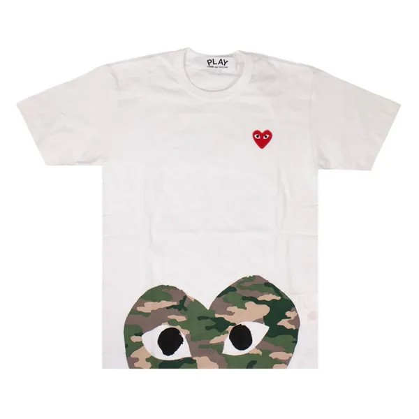 Футболка Comme des Garçons PLAY Camo Half Heart T-Shirt 'White', белый