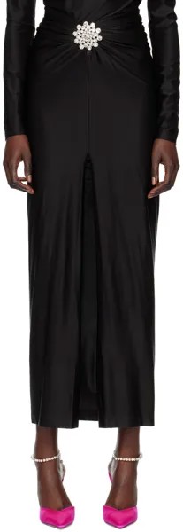 Черная длинная юбка с драпировкой Paco Rabanne