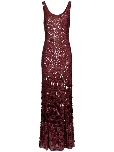 Elisabetta Franchi платье из жоржета с пайетками для красной дорожки, красный