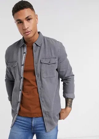 Серая джинсовая рубашка с карманом Burton Menswear-Серый