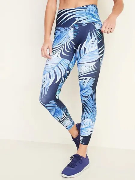Леггинсы 7/8 размера NWT Old Navy с высокой посадкой и боковыми карманами, синий Palm НОВИНКА, средний размер