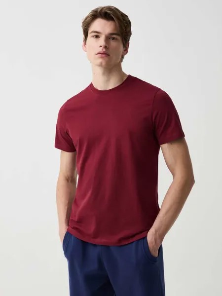 Футболка из органического хлопка с круглым вырезом Ovs, цвет claret red