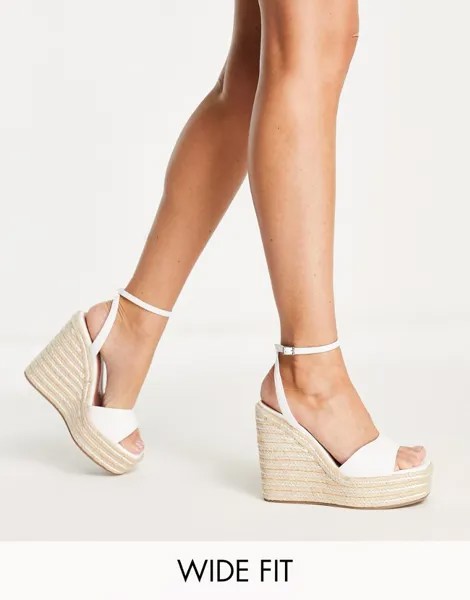 Белые эспадрильи на танкетке ASOS DESIGN Wide Fit Tasha