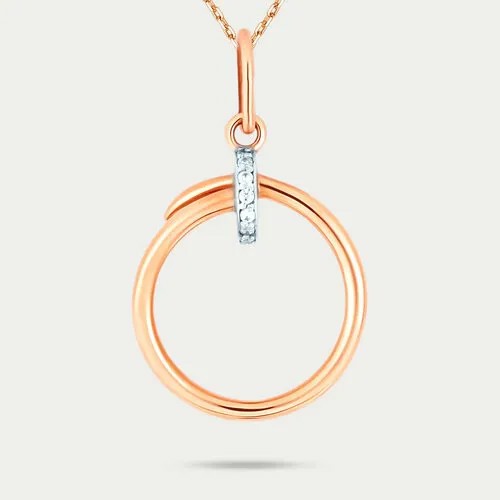 Подвеска GOLD CENTER, красное золото, 585 проба, фианит