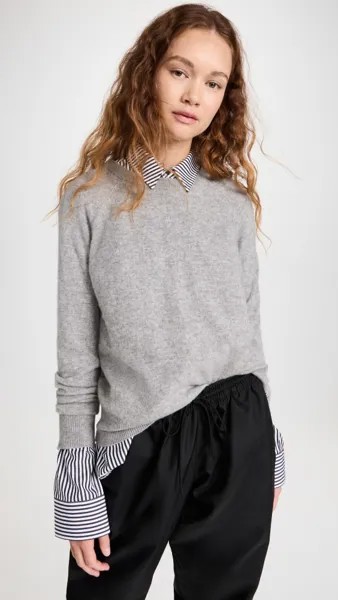 Толстовка White + Warren Cashmere Long Sleeve, серый