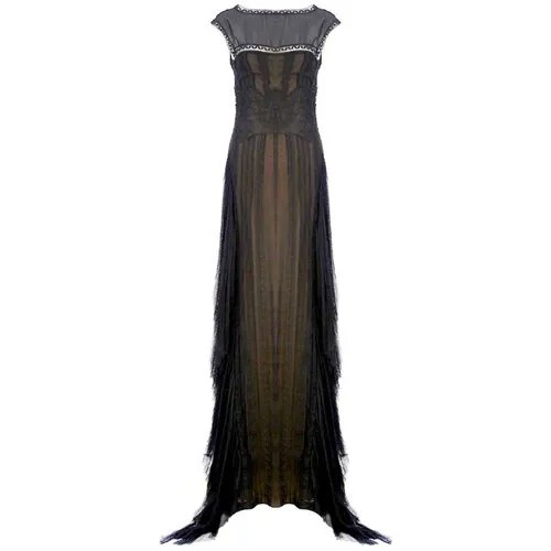 Платье Alberta Ferretti, шифон, вечернее, макси, размер 42, черный