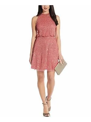 ADRIANNA PAPELL Женское розовое короткое вечернее платье-блузон без рукавов на молнии 10