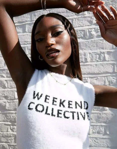 Кремовая вязаная майка ASOS Weekend Collective