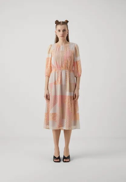 Повседневное платье VIBINE O NECK 3/4 SLEEVES MIDI DRESS VILA, абрикос