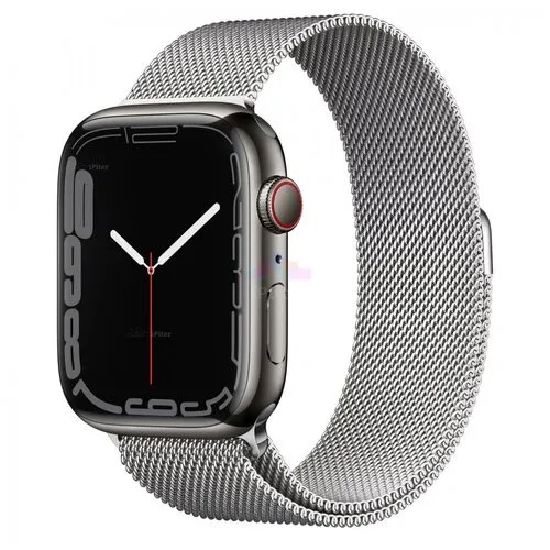 Умные часы Apple Watch Series 7 GPS + Cellular MKJW3FD/A 45мм Silver Stainless Steel Case with Silver Stainless Steel Milanese Loop, серебристый/серебристый