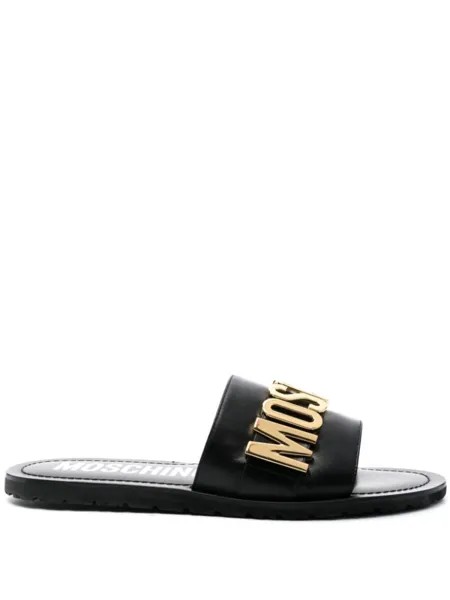Moschino шлепанцы с логотипом, черный