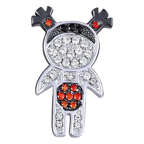 Брошь ELEMENT47, серебро, 925 проба, фианит