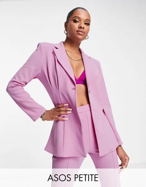 Розовый трикотажный костюм с плотными плечами и зауженной талией ASOS DESIGN Petite
