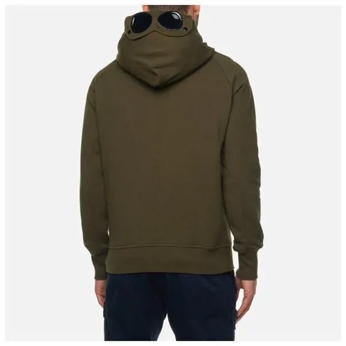 Мужская толстовка C.P. Company Goggle Hoodie Diagonal Raised Fleece оливковый, Размер S