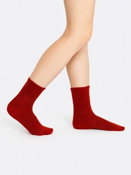 Высокие женские шерстяные носки терракотового цвета