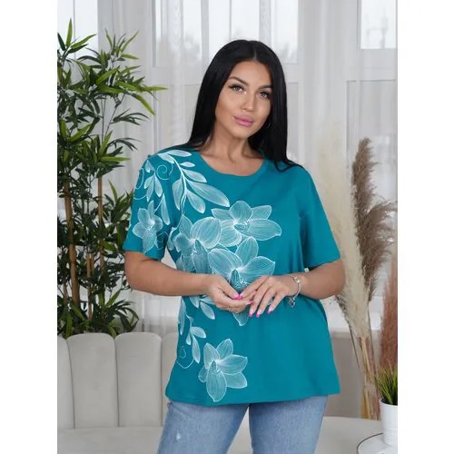 Футболка LOVETEX.STORE, размер 52, изумрудный
