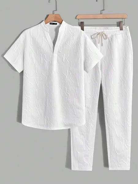 Мужская повседневная трикотажная рубашка-поло и брюки с тиснением букв Manfinity Homme, белый