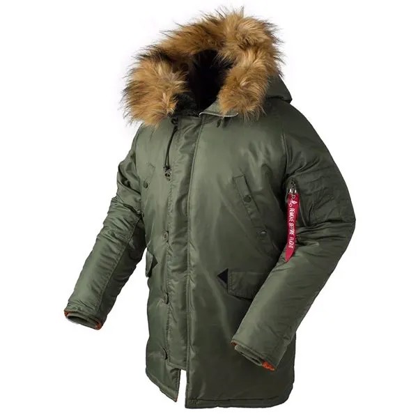 Новинка, мужское зимнее длинное зеленое пальто N3B в стиле милитари, с меховым капюшоном, теплый Тренч, камуфляжная тактическая куртка-бомбер, армейская Корейская парка