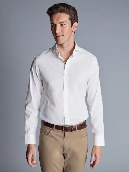 Рубашка приталенного кроя из эластичного твила Charles Tyrwhitt, белый