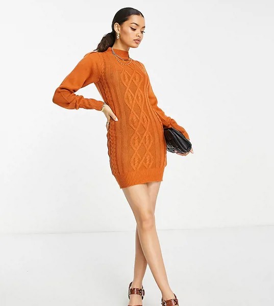Трикотажное платье вязки «косы» Brave Soul Petite Marcel-Оранжевый цвет