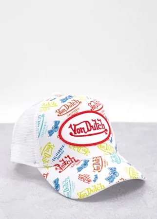 Белая кепка со сплошным принтом логотипа Von Dutch-Белый