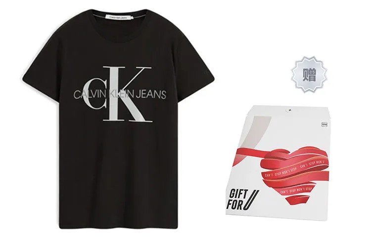 Футболка унисекс черная, сумка для покупок в комплекте Calvin Klein, черный