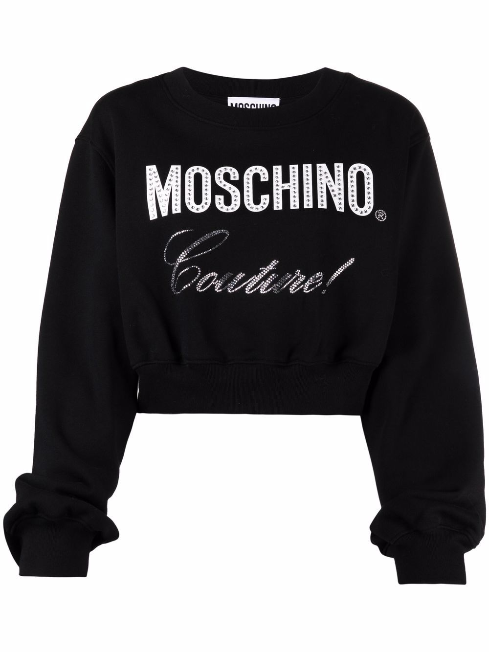 Moschino rhinestone-embellished logo cropped sweatshirt