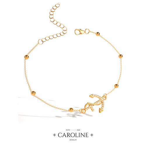 Браслет-цепочка Caroline Jewelry, стразы, размер 21 см, золотой