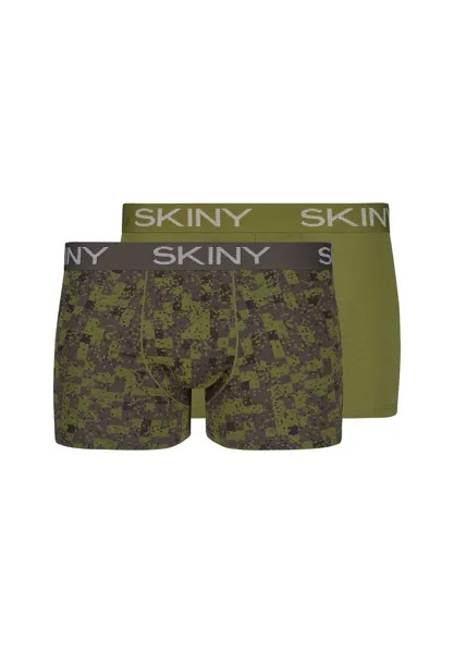 Мужские боксеры, упаковка из 2 шт. - плавки, брюки, хлопок стрейч SKINY, зеленый