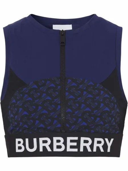 Burberry укороченный топ на молнии с монограммой TB, синий